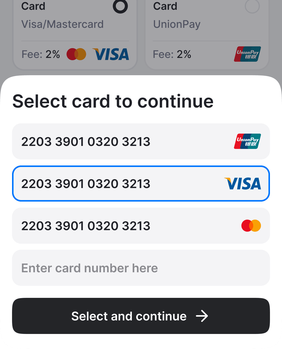 Qiao Card - select card to continue